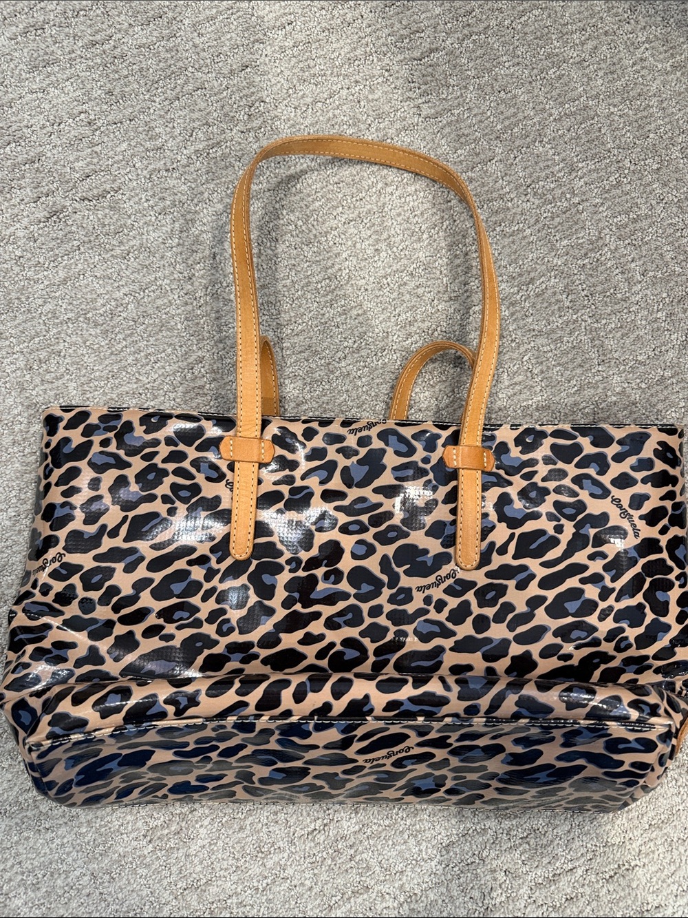 Consuela Leopard Pattern Tote with Tan Straps
